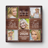 Plaque Photo Rustic 5 Photo Collage de graduation personnalisée (Devant)