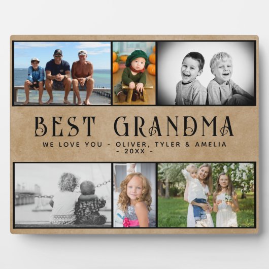Plaque Photo Rustic Best Grandma 6 photo Collage de photos (Devant)