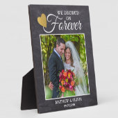 Plaque Photo Rustic Couple Mariage Photo Gold Heart Chalkboard (Côté)