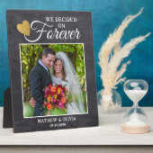 Plaque Photo Rustic Couple Mariage Photo Gold Heart Chalkboard (Côté)