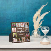 Plaque Photo Rustic Dark Brown Wood 12 Photo Collage Famille (Insitu)