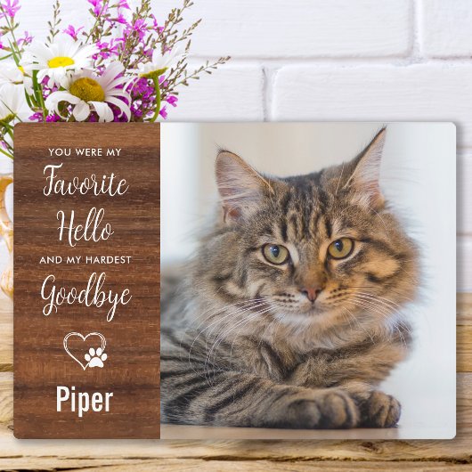 Plaque Photo Rustic Favori Hello Hardest Goodbye Pet Memorial