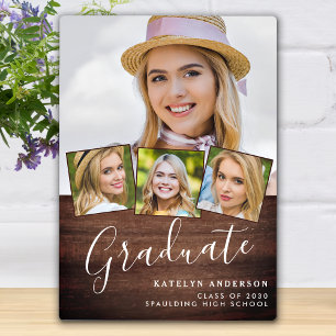 Plaque Photo Rustic Graduate 4 Photo Stylish Wood Graduate