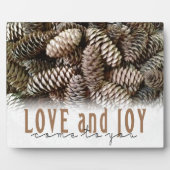 Plaque Photo Rustic Holiday Love and Joy Pine Cone (Devant)