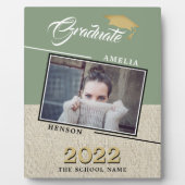 Plaque Photo Rustic Modern Green Graduate Photo Graduate (Devant)