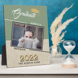 Plaque Photo Rustic Modern Green Graduate Photo Graduate