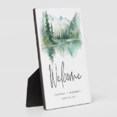 Plaque Photo Rustic Mountain Lake Scene Watercolor Wedding (Côté)