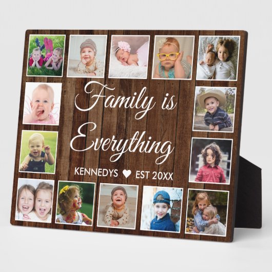 Plaque Photo Rustic Pallet Wood 14 Photo Collage Family Quote (Côté)