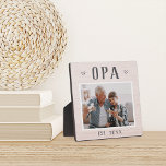 Plaque Photo Rustic Personalized Opa Grandpa Photo<br><div class="desc">Custom grandpa plaque for Father's Day,  birthdays,  or Grandparents Day features a favorite photo of his grandchild or grandkids with "Opa" above in rustic lettering. Personalize with the year he became a grandfather beneath,  or add a custom message or name.</div>
