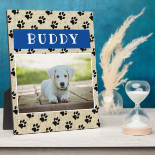 Plaque Photo Rustic Pet Chien Photo Empreintes de pattes Blue K