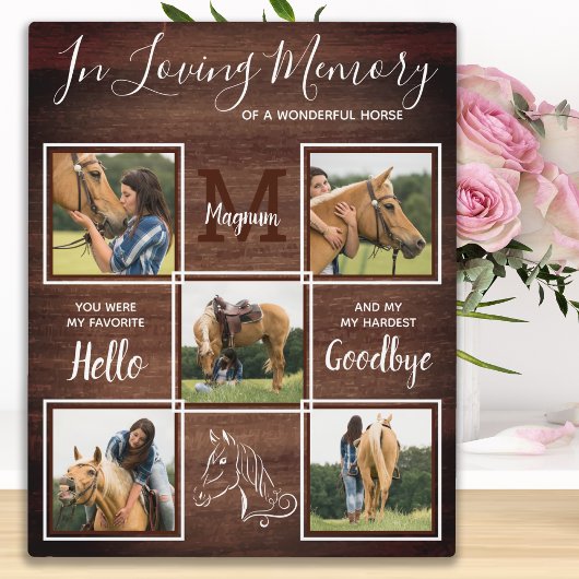 Plaque Photo Rustic Pet Horse Personalized Memorial Photo