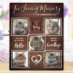 Plaque Photo Rustic Pet Memorial Personnalisé 5 Chat Photo