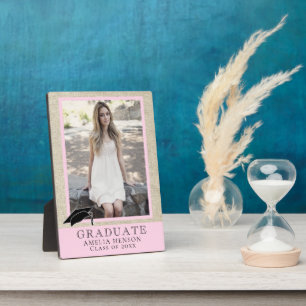 Plaque Photo Rustic Pink Graduate Photo