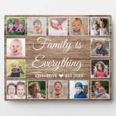 Plaque Photo Rustic Wood 14 Photo Collage Famille Citation (Devant)
