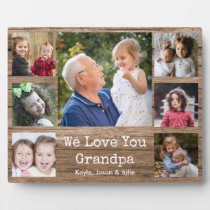 Plaque Photo Rustic Wood 7 Photo Collage We Love You Grand-Père