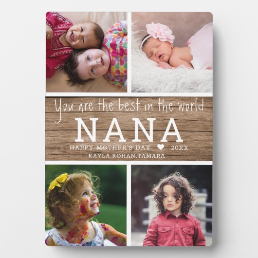 Plaque Photo Rustic Wood Best Nana 4 Photo Collage (Devant)