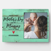 Plaque Photo Rustic Wood Nouvelle maman Première mère Jour (Devant)