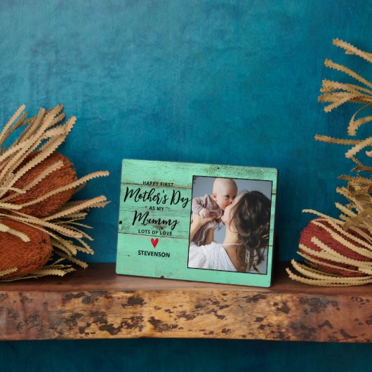 Plaque Photo Rustic Wood Nouvelle maman Première mère Jour (Côté)
