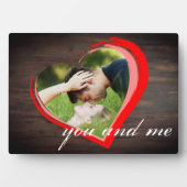 Plaque Photo Rustic Wood Two Hearts Photo Valentine's Day (Devant)