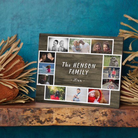Plaque Photo Rustic Yearly Family Keepsaké photo Collage person (Côté)