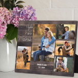 Plaque Photo Rustique 5 Photo Collage Vous êtes le bois unique<br><div class="desc">Plaque photo rustique que vous pouvez personnaliser avec 5 de vos photos préférées. Le design a un aspect rustique de bois de campagne, écrit avec des imprimés surdimensionnés modernes et typographie de script décontracté. Le libellé dit "vous êtes celui qui est" et le modèle est prêt à ajouter votre nom...</div>