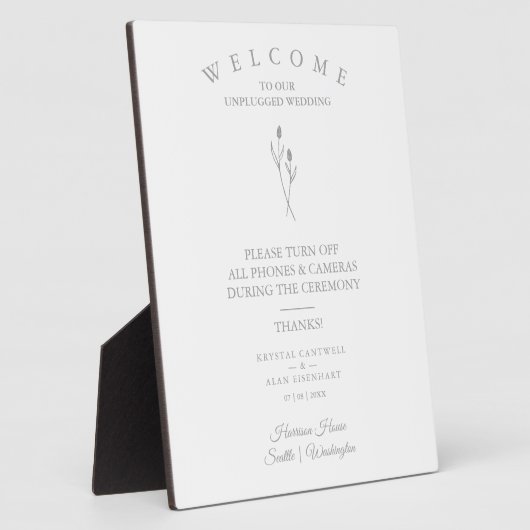 Plaque Photo Rustique Botanique Simple Mariage Unplugged Cérémo (Côté)