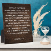 Plaque Photo Rustique Inspiration Bible Verse Philippiens 4:8 (Côté)