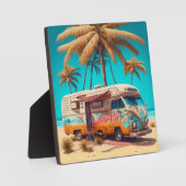 Plaque Photo RV rétro et palmiers (Recto)