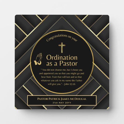 Plaque Photo Sacré Nouveau Ordonné Pasteur Bible Verse Personna (Devant)