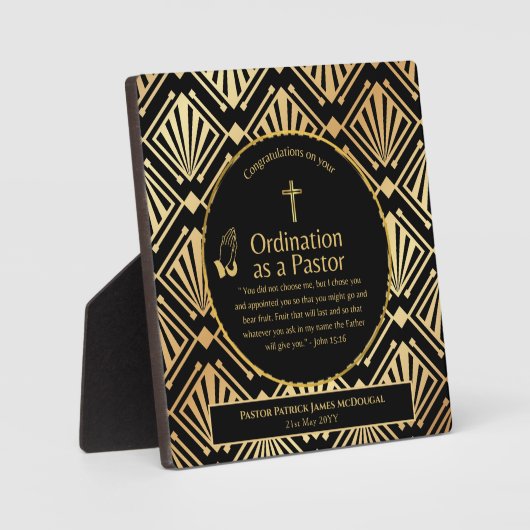 Plaque Photo Sacré Nouveau Ordonné Pasteur Bible Verse Personna (Recto)