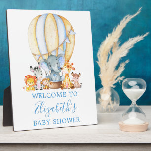 Plaque Photo Safari Animaux Blue Balloon Baby shower Bienvenue