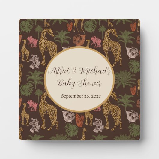 Plaque Photo Safari Giraffe & Palm Baby shower Feuille (Devant)