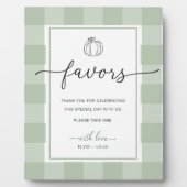 Plaque Photo Sage Green En vichy Faveurs Citrouilles Signer (Devant)