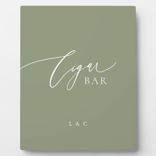 Plaque Photo Sage Green Premium Mariage Cigar Bar Sign (Devant)
