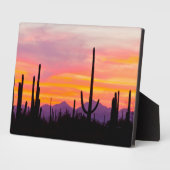 Plaque Photo Saguaro Cactus Forest at Sunset (Côté)