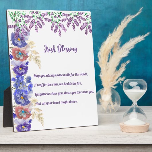 Plaque Photo Saint Patrick's Day Irish Blessing Floral Collage (Côté)