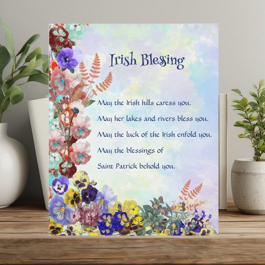 Plaque Photo Saint Patrick's Day Irish Blessing Floral Collage