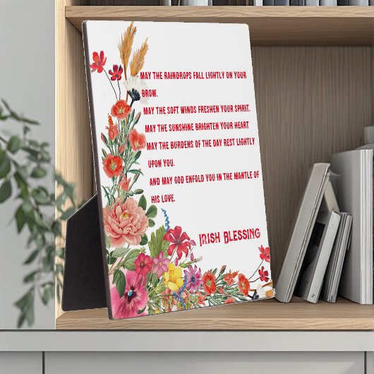 Plaque Photo Saint Patrick's Day Irish Blessing Floral Collage