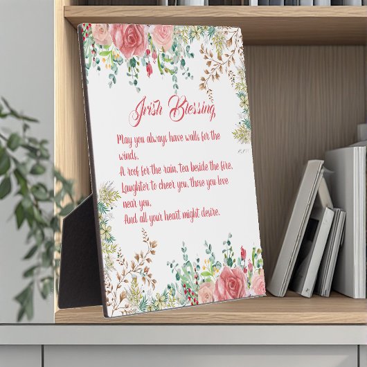 Plaque Photo Saint Patrick's Day Irish Blessing Rose Collage