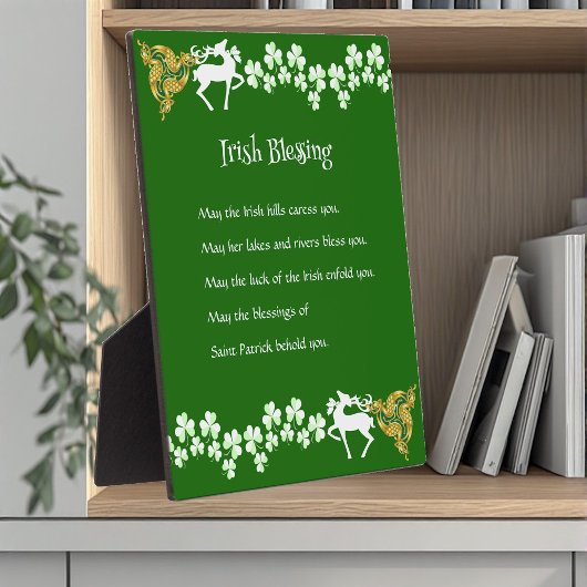 Plaque Photo Saint Patrick's Day Irish Celtic Deer Shamrock