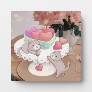 Plaque Photo Saint-Valentin : Chats, Coeurs Coeurs Cookies & Fl