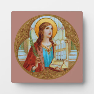 Plaque Photo Sainte Cécile de Rome (BK 003) 5,25"x5,25" carré