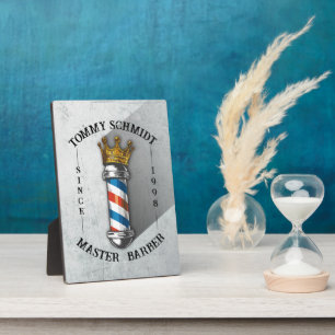 Plaque Photo Salon de coiffure Barber Hair Shop King Crown Mât