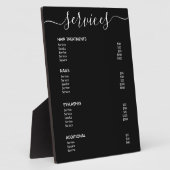 Plaque Photo Salon Noir Moderne Élégant Menu Prix (Côté)