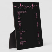 Plaque Photo Salon Noir Rose Moderne Tarifs Menu Service (Côté)