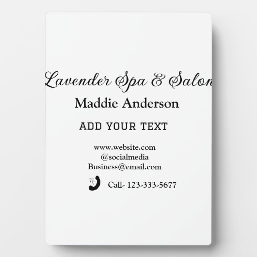 Plaque Photo salon spa de voyage informations sur les invités p (Devant)