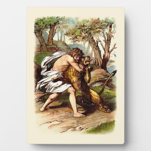 Plaque Photo Samson Et Le Lion (Devant)