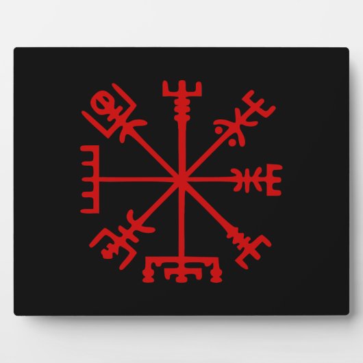 Plaque Photo Sang Rouge Vegvísir (Viking Compass) (Devant)