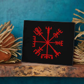 Plaque Photo Sang Rouge Vegvísir (Viking Compass) (Côté)