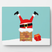 Plaque Photo Santa Claus stuck in the chimney on the roof (Devant)